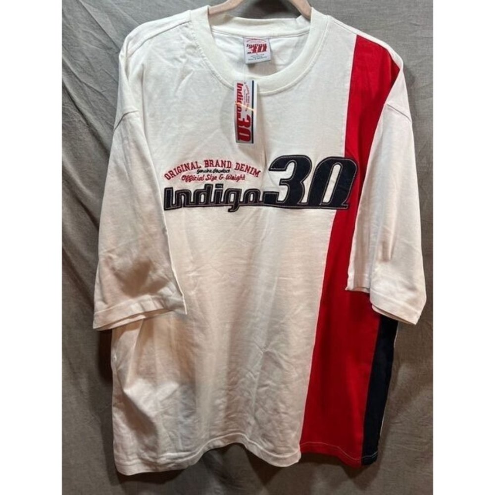 Indigo 30 Shirt Adult Large White Logo Short Sleeve Pullover Logo‎ Tee Mens